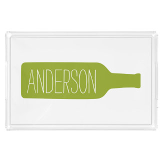 Personalized Text with Bottle Illustration Serving Tray