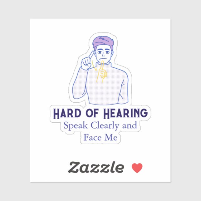 Personalized Text with Hard of Hearing Symbol Sticker (Sheet)
