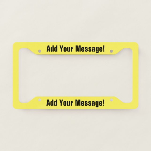 PERSONALIZED TEXT Yellow License Plate Frame (Front)