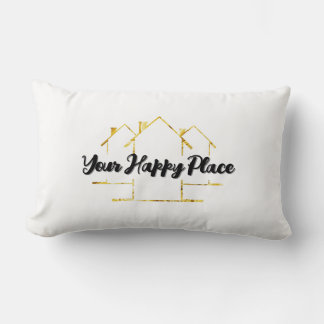Personalized Text ''Your Happy Place''   Lumbar Pillow