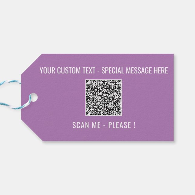 Personalized Text Your QR Code Gift Tag Template (Back Horizontal)