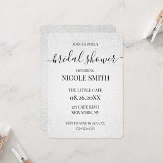 Personalized Texturized Calligraphy Bridal Shower Invitation