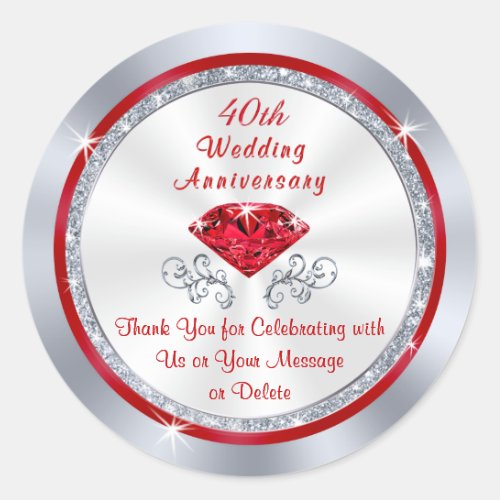 Personalized Thank You 40th Anniversary Stickers