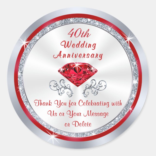 Personalized Thank You 40th Anniversary Stickers (Front)