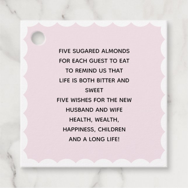 Personalized Thank You Almond Wedding Favor Tag (Front)