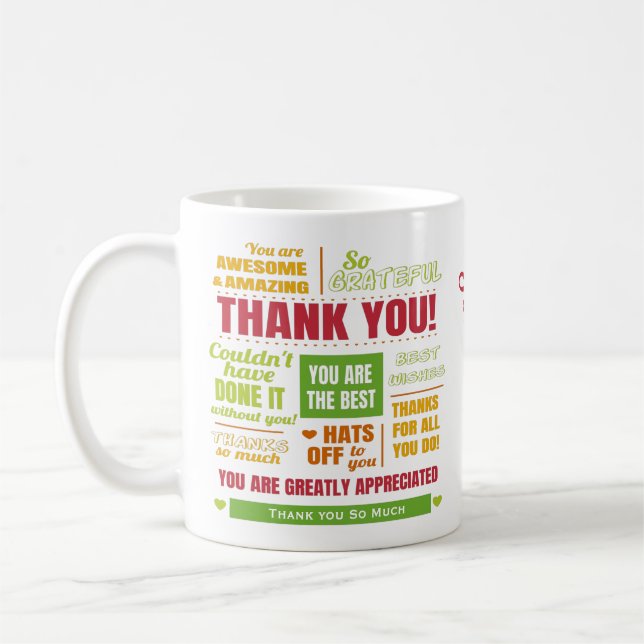 Personalized Thank You Appreciation Message Coffee Mug (Left)