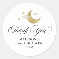 Personalized Thank You Baby Shower Moon & Stars Classic Round Sticker