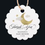 Personalized Thank You Baby Shower Moon & Stars Favor Tags<br><div class="desc">Featuring hand-drawn clouds,  stars,  and moon with elegant calligraphy script. Be sure to check out the collection to see more items for your party!</div>