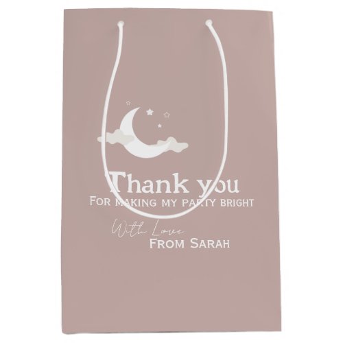 Personalized Thank You Baby Shower retro moon star Medium Gift Bag