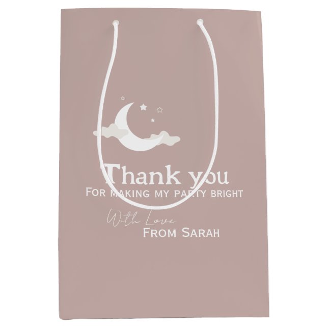 Personalized Thank You Baby Shower retro moon star Medium Gift Bag (Front)