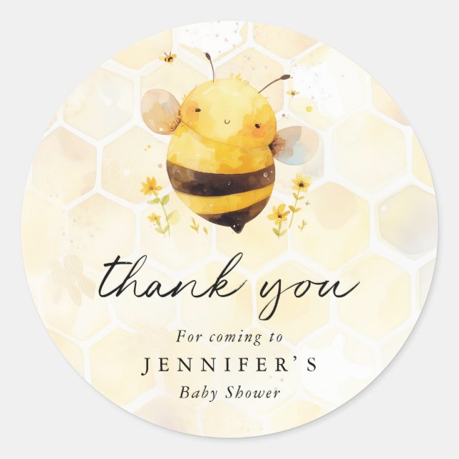 Personalized Thank You Bee Round Stickers (Front)