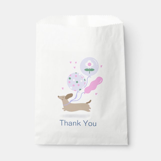 Personalized Thank You Birthday Dachshund Party  Favor Bag (Front)