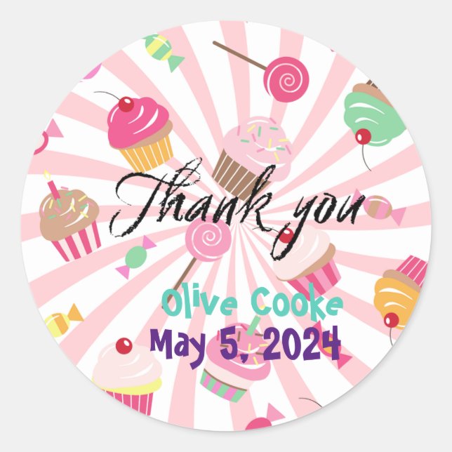 Personalized Thank You Birthday Sticker (Front)