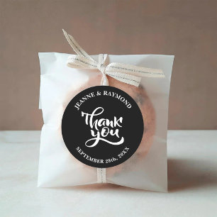 Personalized Thank You Black Wedding Favor Classic Round Sticker