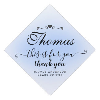Personalized Thank You Blue Graduation Cap Topper
