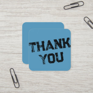 Personalized Thank You Blue Street Style Grunge Square Business Card