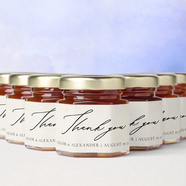 Personalized Thank You Calligraphy Script Wedding Honey Jar Favors (Multi)