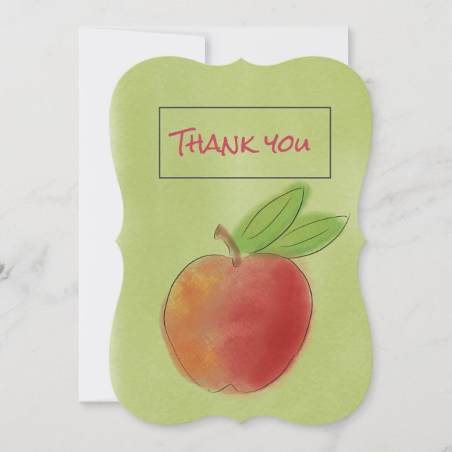 Personalized Thank You Card Apple for Teacher  (Front)