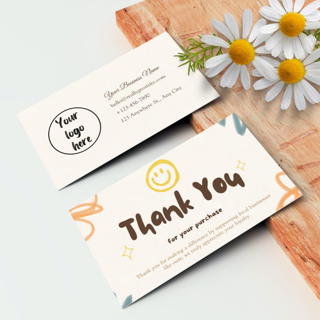 Personalized Thank You Card Business Pastel (Personalized Business Thank You Card Messages Doodle)