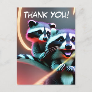 Personalized, Thank you card, Cute Racoon, Postcard