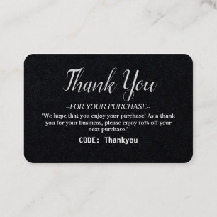 Personalized Thank you card for Order with code