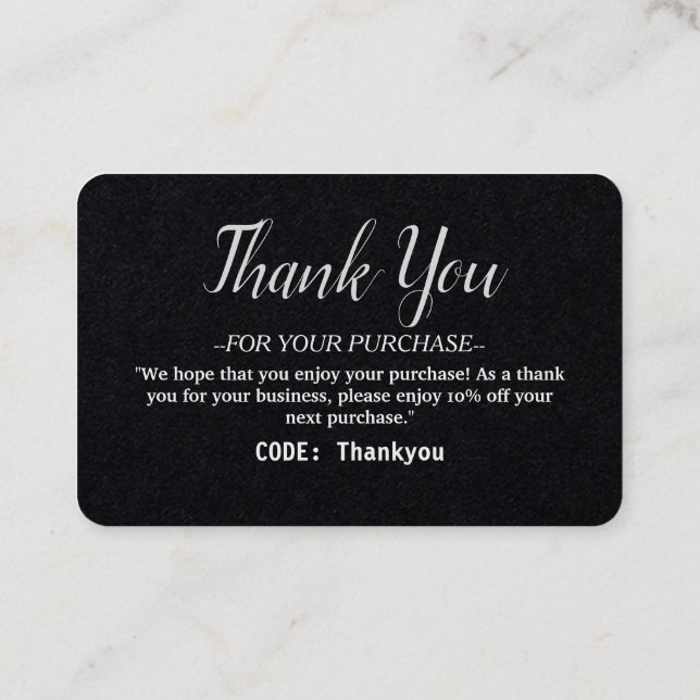 Personalized Thank you card for Order with code (Back)