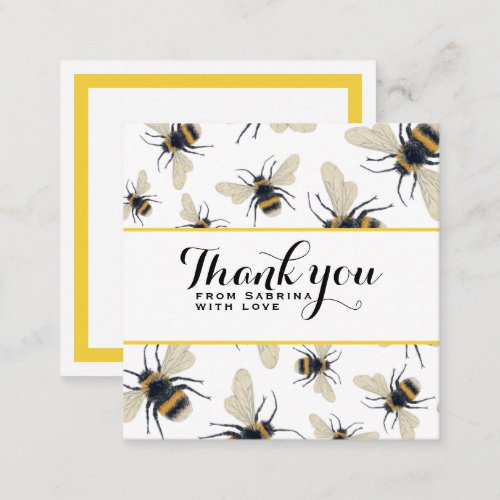 Personalized Thank You Card with bumblebee pattern