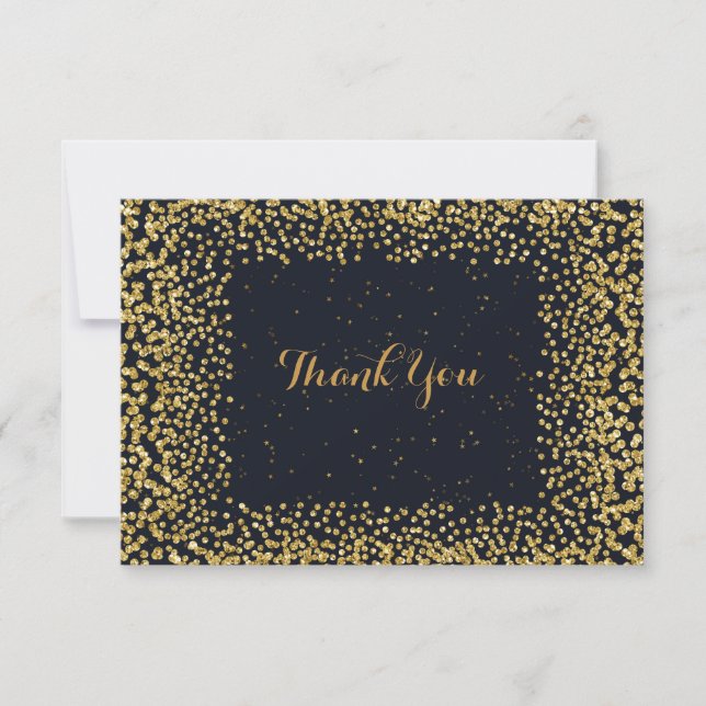 Personalized Thank You Cart Black Gold Confetti (Front)
