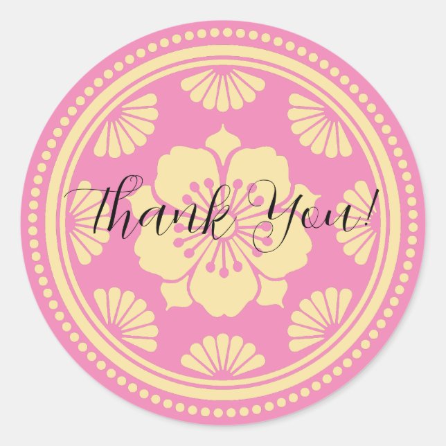 Personalized Thank You Cherry Blossom  Classic Round Sticker (Front)