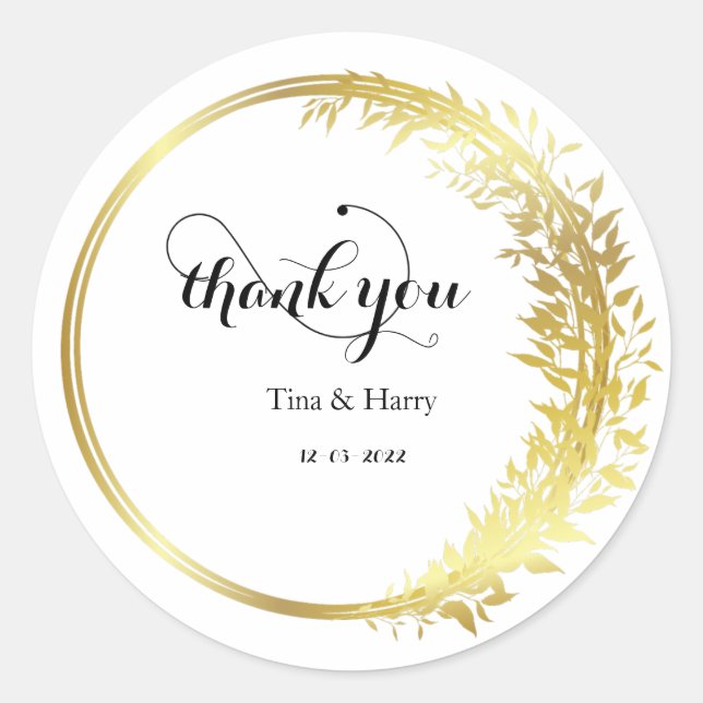 Personalized Thank you  classic round sticker (Front)