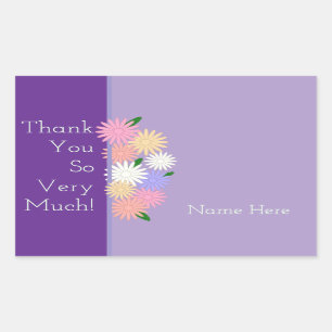 Personalized Thank You Colored Daisy Flower Purple Rectangular Sticker