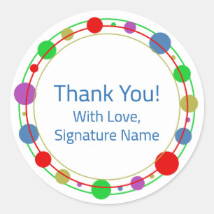 Personalized Thank You Colorful Orbits Classic Round Sticker
