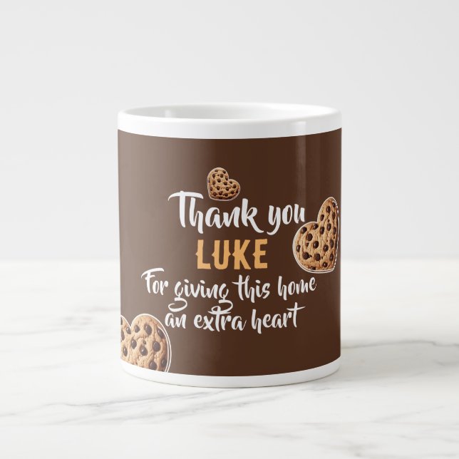 Personalized Thank you cookie hearts design Giant Coffee Mug (Front)