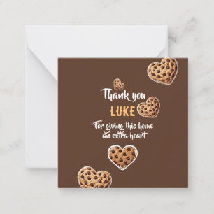 Personalized Thank you cookie hearts design Note Card