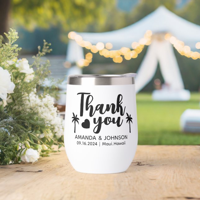 Personalized Thank You destination wedding Favors Thermal Wine Tumbler (Wedding)