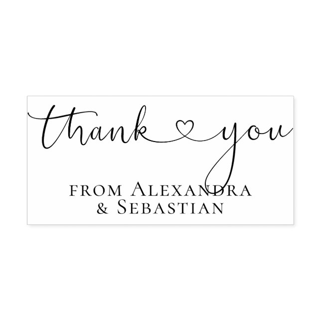 Personalized Thank You Elegant Scroll Heart Text Rubber Stamp (Imprint)