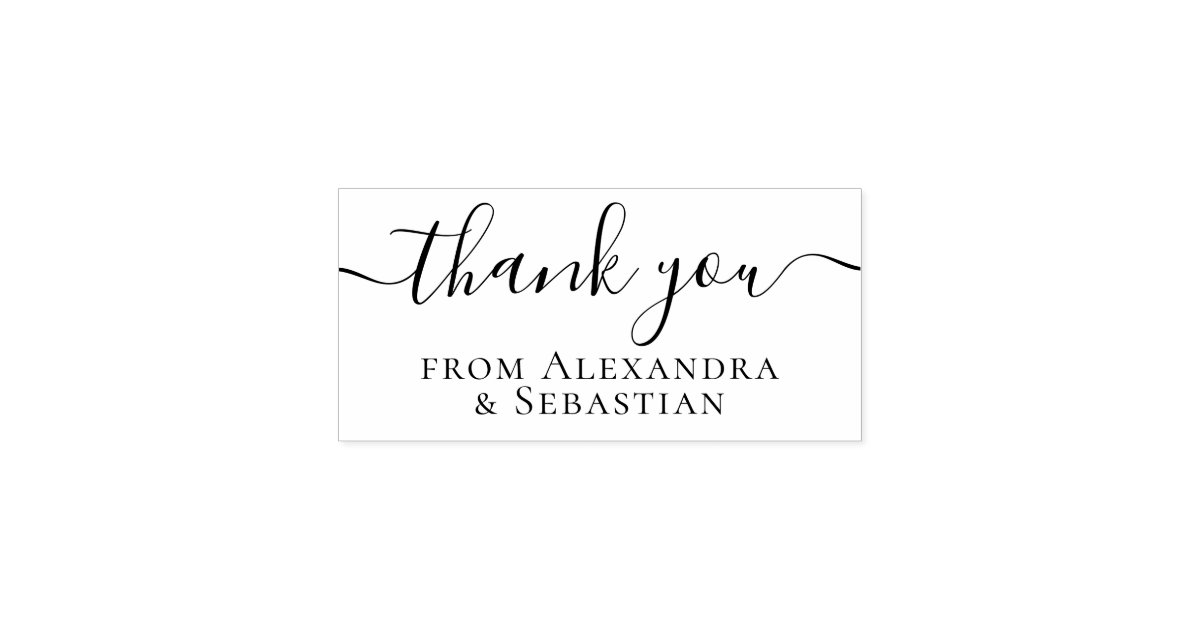 Personalized Thank You Elegant Scroll Text Rubber Stamp | Zazzle