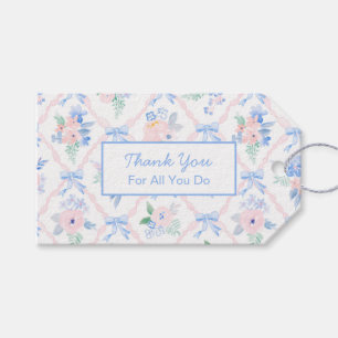 Personalized Thank You Floral Ribbon Bows Gift Tags