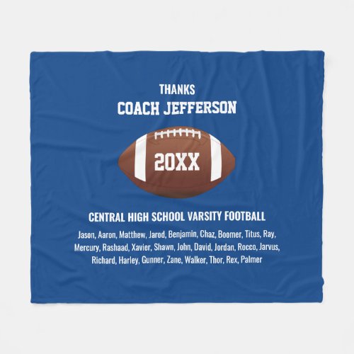 Personalized Thank You Football Coach Custom Fleece Blanket