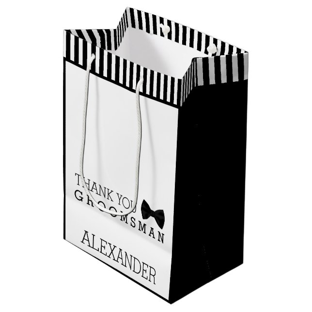 Personalized Thank You For Being My Groomsman Medium Gift Bag (Front Angled)