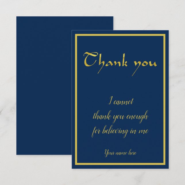 Personalized Thank You for Believing in Me Card (Front/Back)