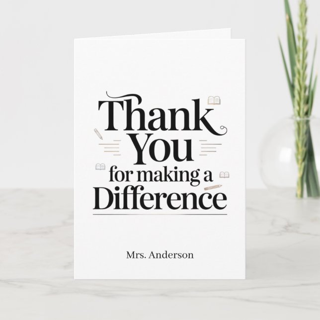 Personalized Thank You For Making a Difference Card (Front)