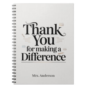 Personalized Thank You For Making a Difference Notebook