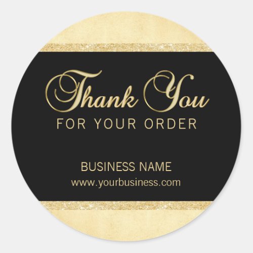 Personalized Thank You For Your Order Gold Black Classic Round Sticker