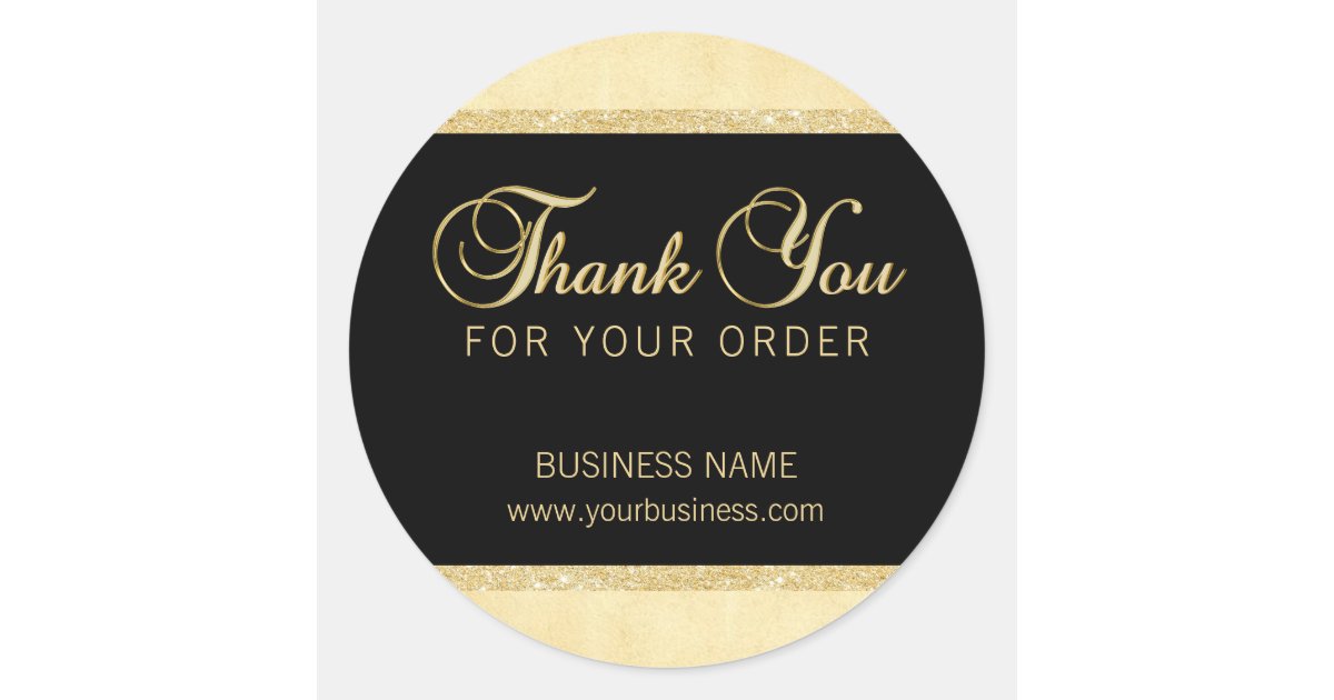 Personalized Thank You For Your Order Gold Black Classic Round