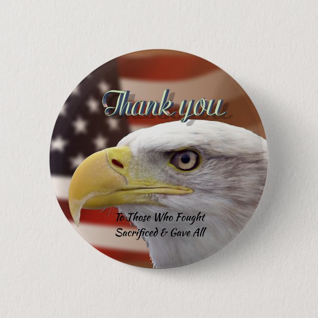 Personalized Thank You For Your Service Pin Button (Front)