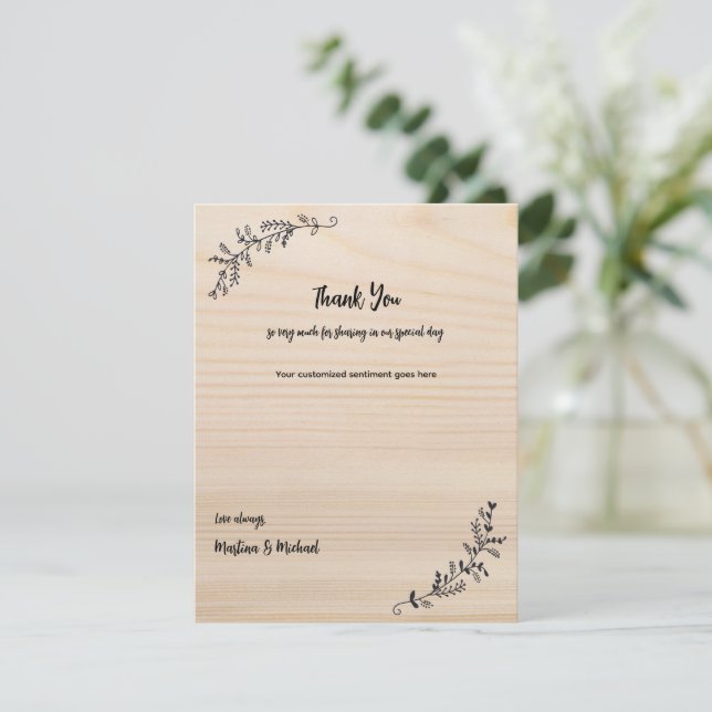 Personalized Thank You from the Couple Rustic Card (Standing Front)
