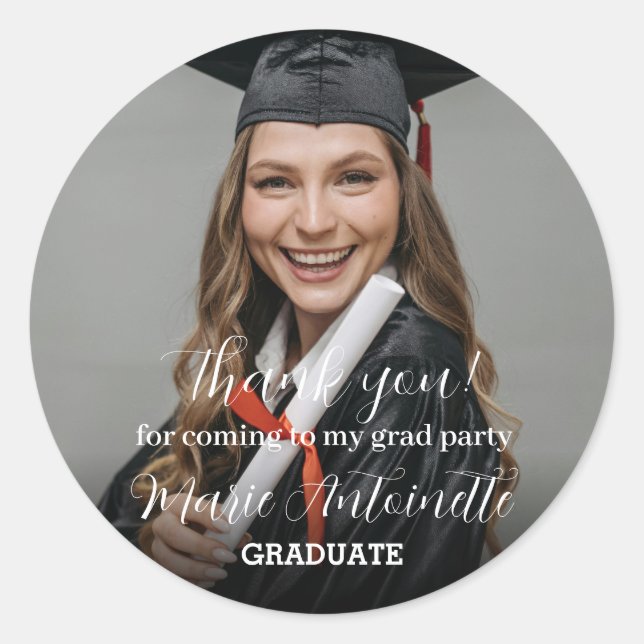 Personalized Thank you Graduation  Classic Round Sticker (Front)