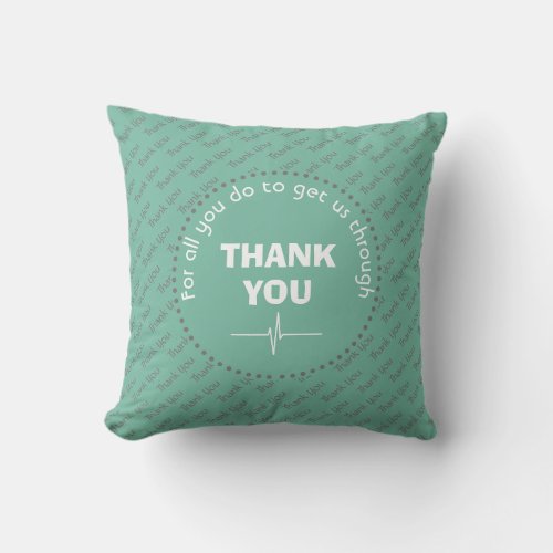 Personalized THANK YOU Health Heroes AQUA Throw Pillow