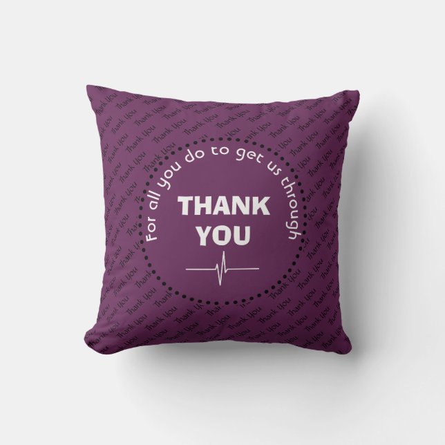 Personalized THANK YOU HEALTH HEROES Grape Throw Pillow (Front)